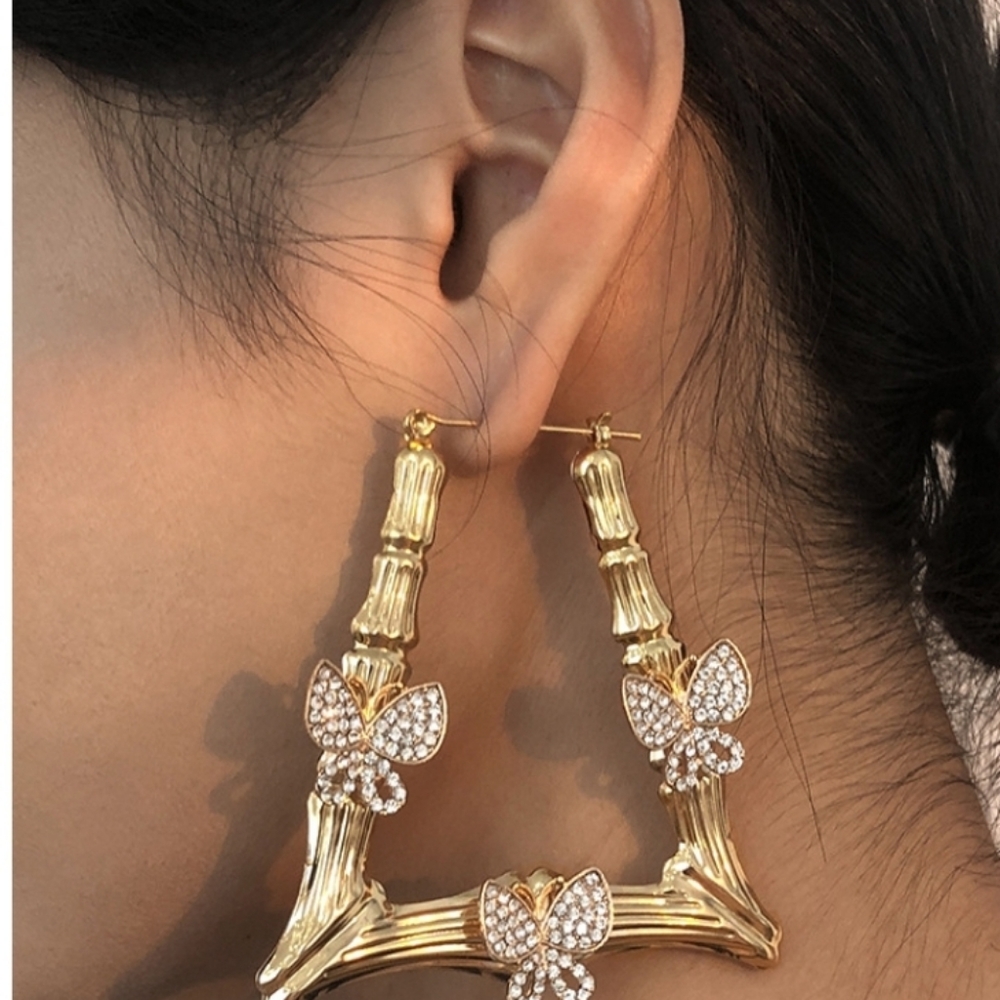 Geometric Butterfly Bamboo earrings